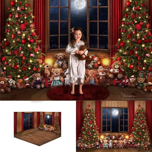 Toys Christmas Backdrop Kids Baby Photography Christmas Trees Window Decor Moon Wreath Festival Banner Child Photostudio Props