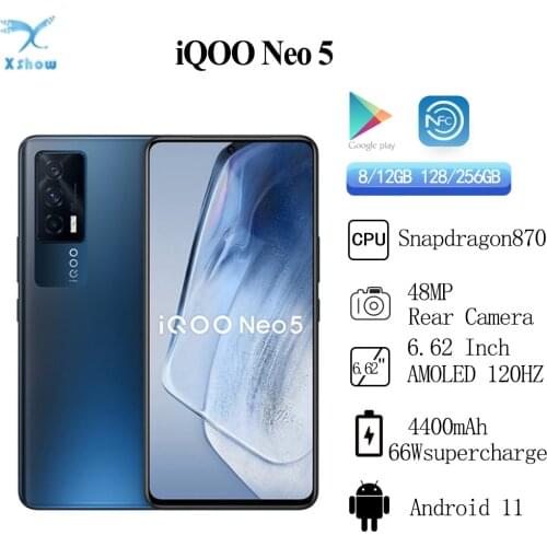 Original IQOO NEO 5 Smartphone Snapdragon 870 48MP Cameras 6.62inch AMOLED 120Hz 4400Mah 66W Super Charge Android 11 NFC
