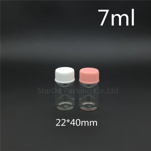 50pcs/lot diameter 22mm 7ml glass bottle Plastic cap for vinegar alcohol, carft/storage candy bottles