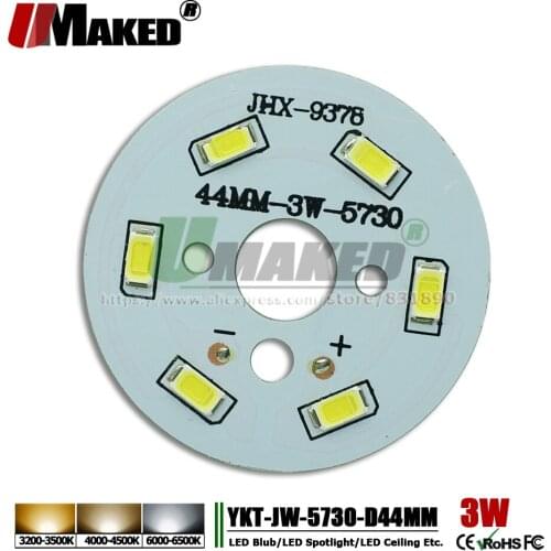 UMAKED 3W 44mm LED PCB SMD5730 Lamp plate LEDs installed Light board Aluminum plate Warm/Natural/White for Bulb Ceilig light