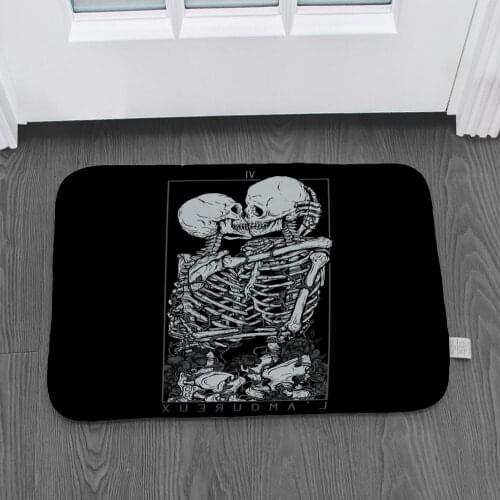 Dark skull printing interior door mats non-slip door mats carpet carpet decoration flannel plush door mats porch door matsLZE23