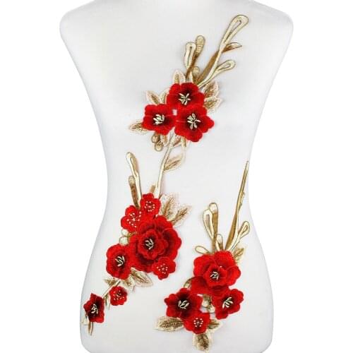 10set 3D Magnolia Embroidery Fabric Patches Lace Motif Applique Scrapbooking Embellishment for Dress Craft Sewing T2629