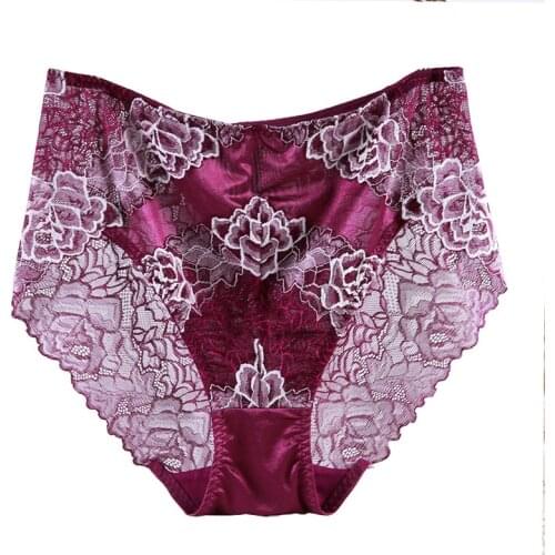 Underwear Women Panties Lace Flower Hollow Out Transparent Plus Size 7XL Big Size Sexy Panties Lingeries Intimates