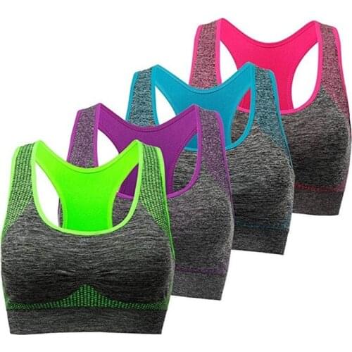 Shockproof Quick Dry Sports Bra Women Padded Gather Yoga Bra Push Up Gym Running Bra Seamless Workout Fitness Bra Top