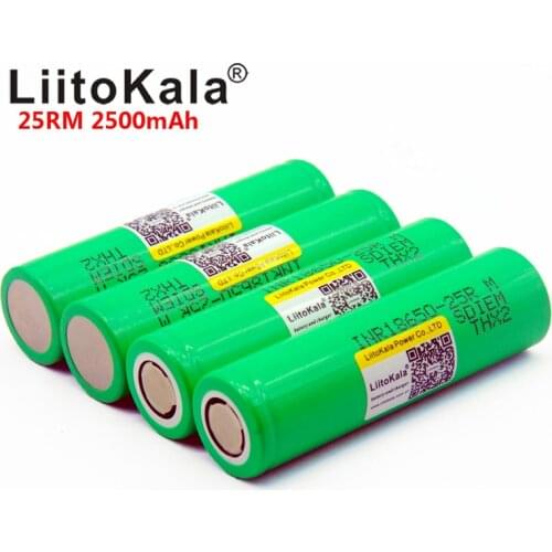 100PCS NEW Liitokala 18650 Battery 2500mah INR1865025R 20A discharge lithium batteries Battery 18650 2500 25R
