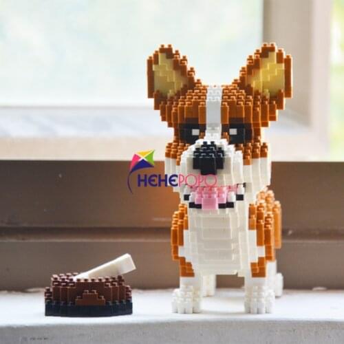 1237pcs Corgi Keji Diamond Micro Bricks Middle Size Modle Block Building Blocks Toy Pet Dog Toys for Children Gifts