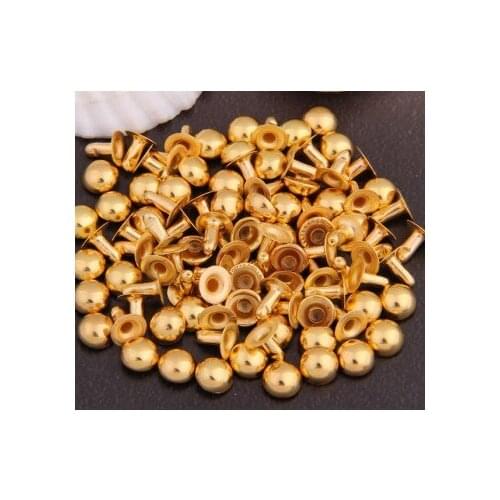 200 Gold Plated 8mm DIY Round Studs Spots Spikes Rivets Punk Shoes,Bags,clothes Accessories,Apparel Sewing Garment Rivet