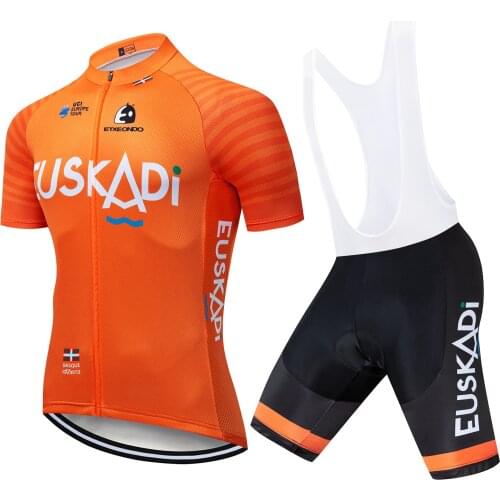 2021 TEAM EUSKADI Cycling Jersey Set Orange 20D Bike Shorts Sets Mens Ropa Ciclismo Maillot Culotte Biycling Top Bottoms Suit