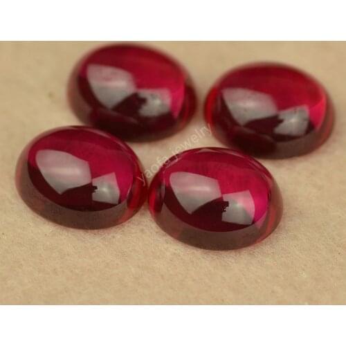 5A Big Size 3x5~25x35mm 5# Rose Red Corundum Stone Oval Shape Flat Bottom Cabochon Cut Synthetic Gems Corundum Stone For Jewelry