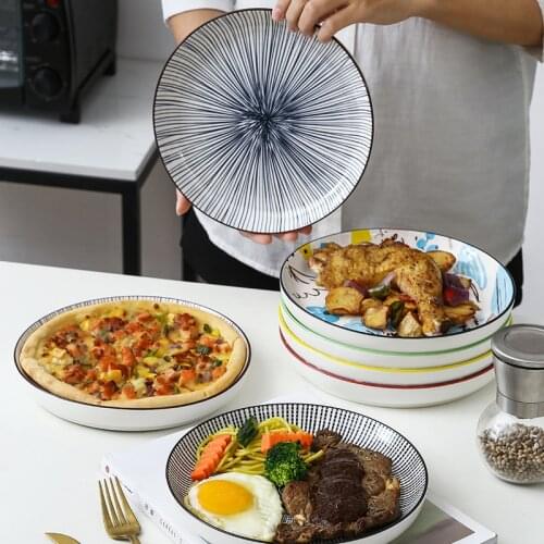 8.5 inch ceramic oven deep dinner plate round pizza plate CTW112
