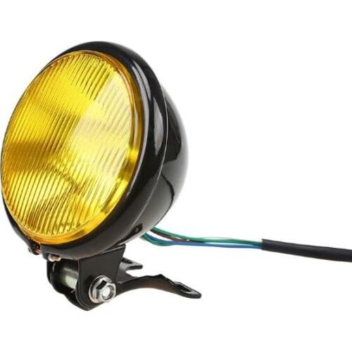 Retro Aluminum Motorcycle Headlight 12V Black High/Low Beam Bulb For CG125 GN125 Harley Suzuki Cafe Racer