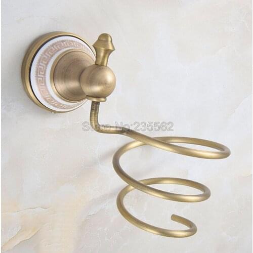 Antique Brass Bathroom Wall Shelf Wall-mounted Hair Dryer Rack / Bathroom Accessories lba579