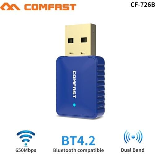 5Ghz Wireless Wifi Adapter 650Mbps Dual Band Antenna 802.11AC Free driver USB Bluetooth Compatible 4.2 Network Card Receiver