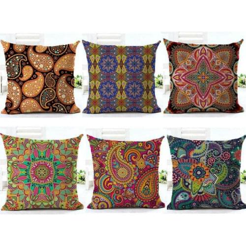 Pillow Case Cotton Cover Style Cushion Linen Geometric Colorful Bohemia Vintage