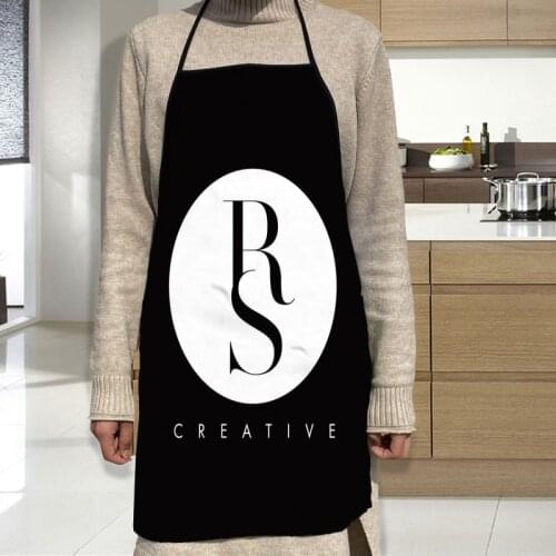 Custom Black And White Color Apron Dinner Party Cooking Apron Adult Baking Accessories Waterproof Fabric Printed Cleaning Tools