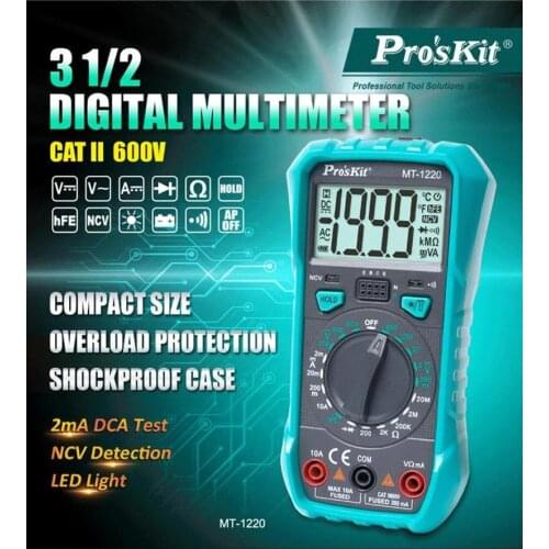 ProskitMT-1220 3-1/2 Digital Multimeter Anti-burn Electric Meter Non-contact Test and Measurement LED Lighting