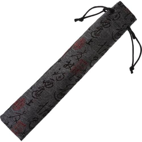 Chinese Calligraphy Style Decorative Folding Hand Fan Bag Dustproof Holder Protector Pouch Case Cover Gifts
