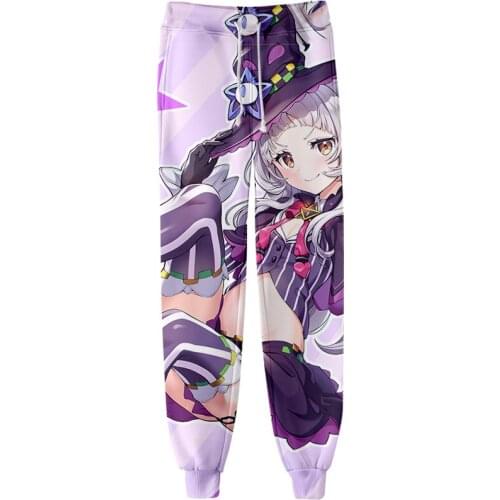 HOLOLIVE VTuber Murasaki Shion 3D Men/Women Neutral StyleThreaded Bunched Trousers Japan Kawaii Threaded Bunched Leg Pants