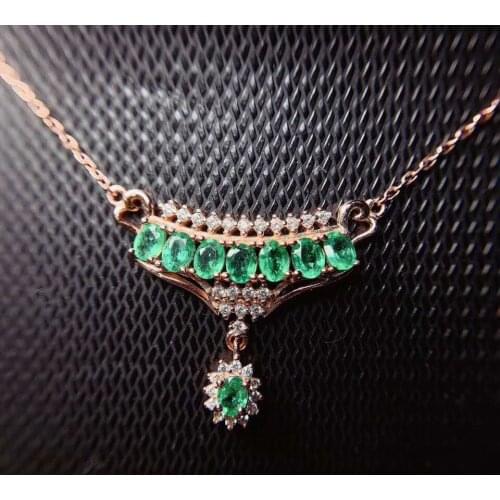 Natural Real Emerald necklace Emerald Pendant Solid S925 Sterling Silver For Women Colour Gem StoneFine Jewelry