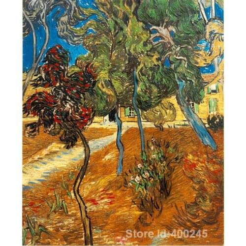 Artwork of Vincent Van Gogh Trees in the Asylum Garden modern paintings oil reproduction handmade High Quality