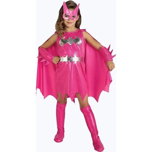 2021 Pink Bat Girl Superhero Cosplay Costume The Fashion Clothes Fantasy Halloween Cos Set For Children New Year Gift Dress Suit