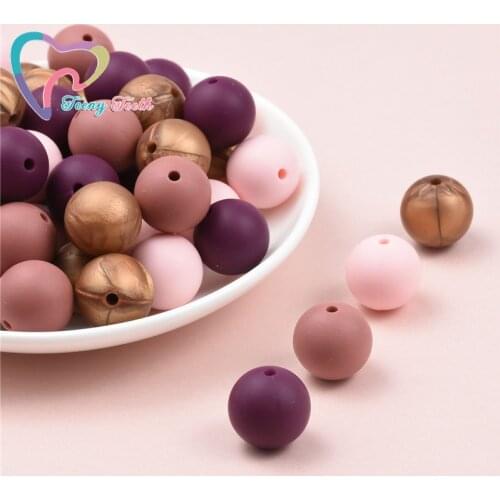 50 PCS 4 Colors Mixed 9 MM Round Silicone Teething Baby Beads Jewelry Making DIY Chewable Baby Necklace Pendants Accessories