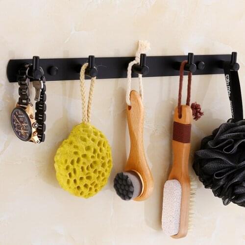 Black door back hook clothes hook bathroom coat hook toilet stainless steel single clothes hook row hook 3 to 7 hooks