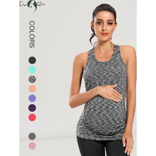 Maternity Tank Tops Seamless Racerback Pregnancy Activewear Yoga Tops Pregnancy Clothes Womens Clothing Sleeveless Vest