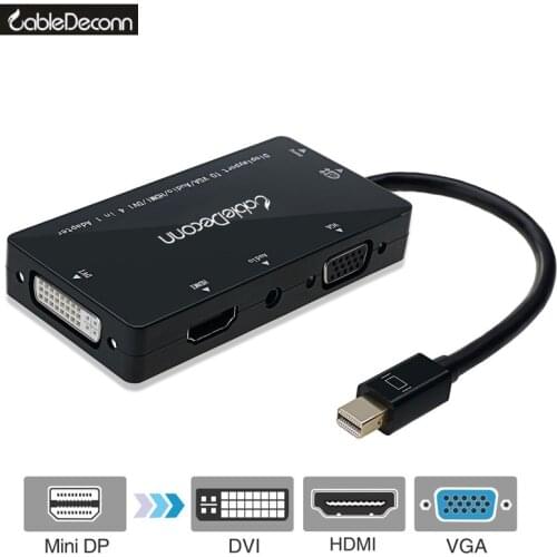 Mini DisplayPort to HDMI VGA DVI Adapter MINI DP Thunderbolt 2 Adapter converter 4 in1 Audio male to Female Cable for macbook