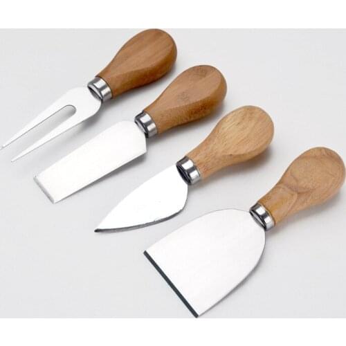 4pcs set Knives Bard Set Oak bamboo wood Handle Cheese Knife slicer Kit Kitchen Cooking Tools cheedse cutter