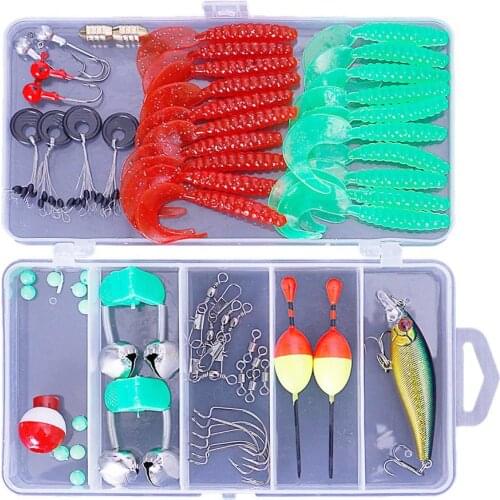 62PCS Fishing Lures Set Baits Kit Artificial Wobblers Metal Jig Spoons Soft Lure Floating Fish Ditch Accessories Metal Jig