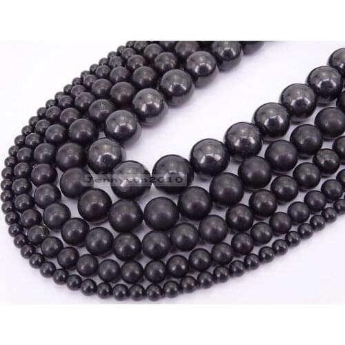 Natural Shungite Gems Stone Round Spacer Loose Beads 15.5'' Strand 6mm 8mm 10mm for Jewelry Making Crafts 5 Strands/Pack