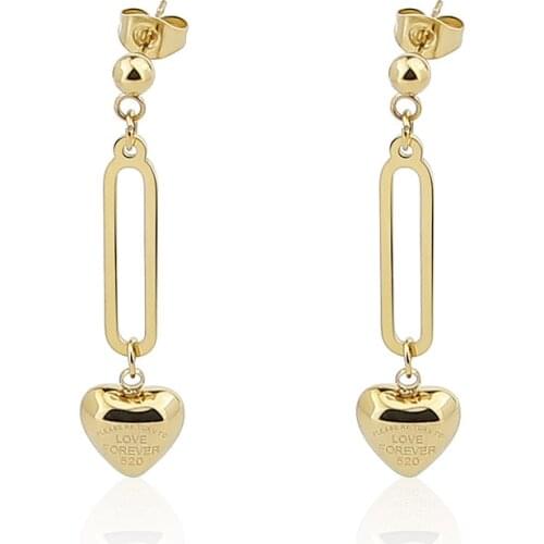 New Style Fashion Jewelry Heart-Shaped Pendant Earrings Stainless Steel Love Earrings For Womens Party Wedding Gifts Wholesale