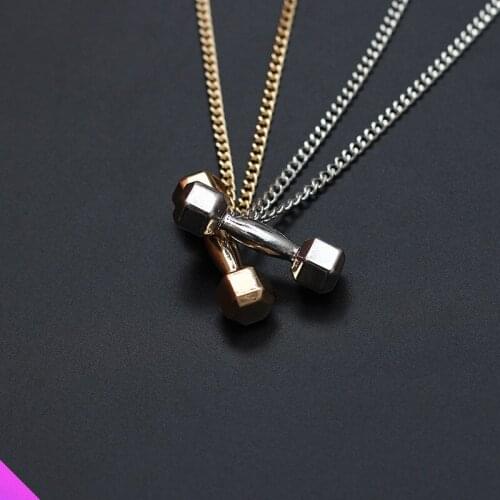 Wholesale 10 Dumbbell pendant necklace female male fitness expert accessory necklace 2 colors 2021 new