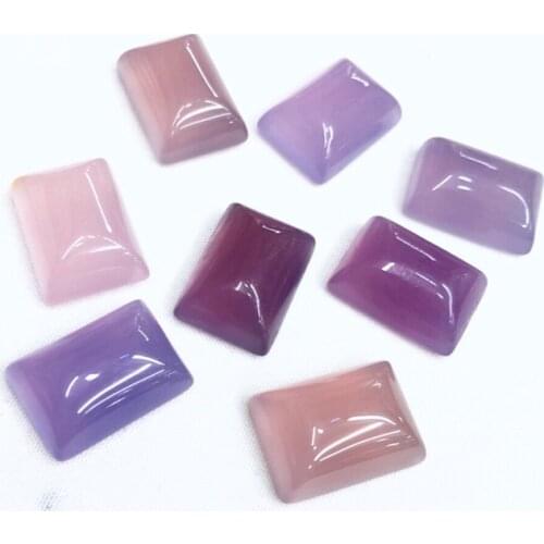 Wholesale 20pcs Natural Purple Pink Agat e Carnelian Beads Cabochon 12x16mm 13x18mm Rectangle Gem Cabochon Bead Jewelry making