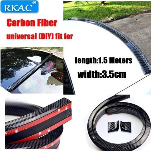 1.5M Car Bumper Strip Carbon Fiber Rubber Rear Spoiler Wing 3.5cm Width Universal Exterior Rear Spoiler Kit Decorate Car-styling