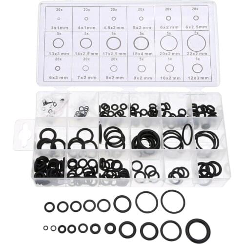 225 pcs Rubber O Ring O-Ring Washer Seals Watertightness Assortment Different Size With Plactic Box Kit Set