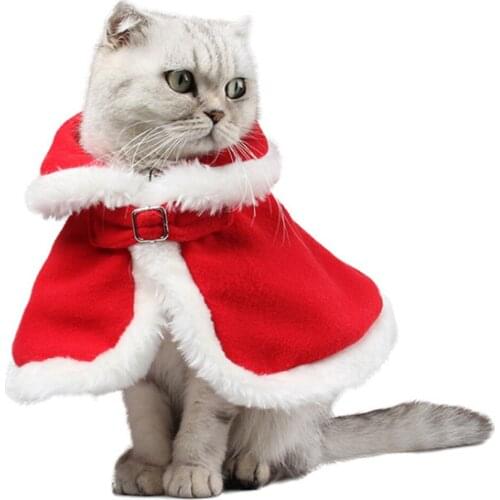 Pet Christmas Costume Cloak Cute Cats Winter Fashion Clothes Red Warm Poncho Cape