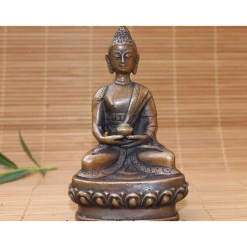Tibet Buddhism Folk Collect Bronze Copper Amitabha Sakyamuni Buddha Statue
