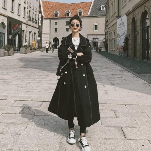 Windbreaker Female Spring Autumn Black Design Sense Women Trench Coat Long Section Ladies Cloak Fashion Korean Windproof Jacket