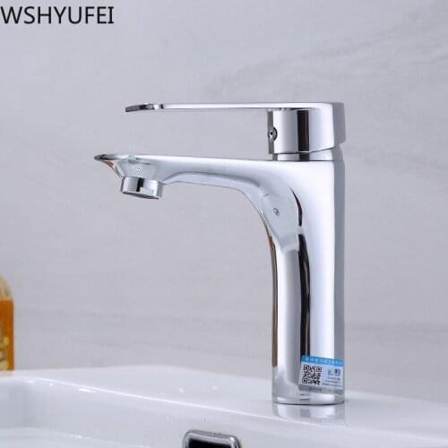 WSHYUFEI Single Handle Bathroom Hot/Cold Water Mixer Taps copper Basin Faucet Bathroom Kitchen Deck Mounted Basin Faucet