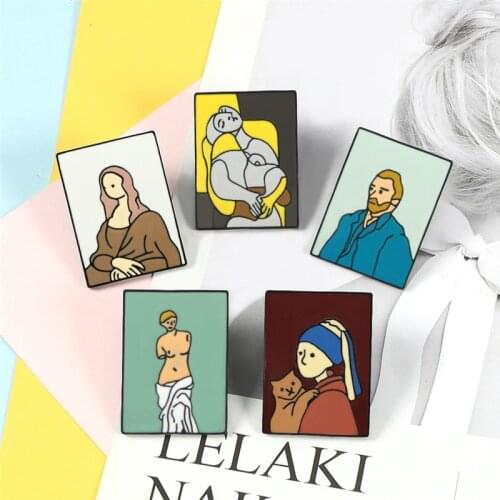 Art Oil Painting Brooches Collection Cartoon Van Gogh Venus Enamel Pin for Women Lapel Pins Badge Bag Shirt Collar Jewelry Gifts