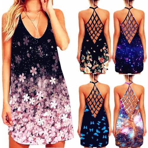 Women 2021 Loose Floral Boho Vintage Halter Ruffles Dress Large Big Backless Summer Elegant Party Beach Dresses Plus Sizes