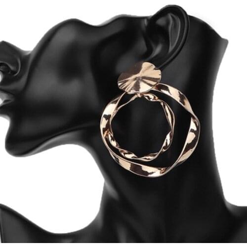 Find Me Creative Alloy Geometric Irregular Two-Color Pendant Earrings For Women Fashion Jewelry Accessories