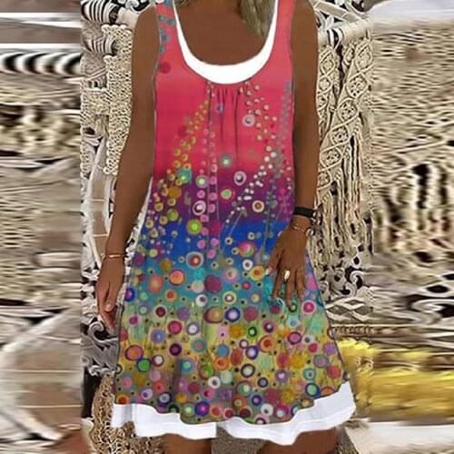 2021 Summer Sexy Sleeveless Tank Women Dress Fashion A-Line Floral Beach Dresses Womens Spring Pocket Loose Casual Mini Dress