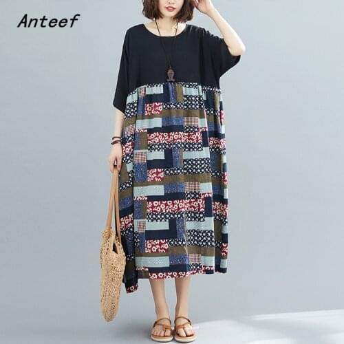 Cotton plus size vintage floral for women casual loose long summer dress elegant clothes 2021 ladies dresses sundress