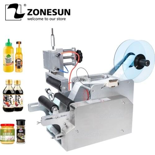 ZOENSUN TB-80 Desktop Pneumatic Small Semi Automatic Wine Round Bottle Applicator Labeling Sticker Printing Machines