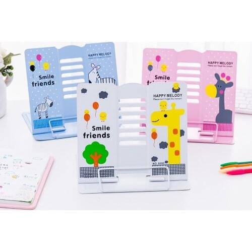 1 Piece Creative Cartoon Metal Foldable Children Study Bookshelf Students Book Stand Holder Eye Protection Reading Shelf