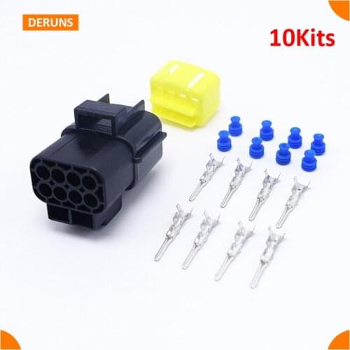 10Kits Brand Amp 8Pin/Way Male Waterproof Sealed Wire Connector Plug