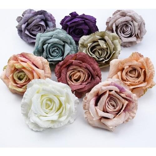 2PCS Retro roses head wedding decorative flowers wall christmas decorations for home scrapbooking artificial flowers wholesale